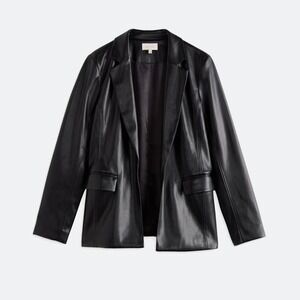 Skies Are Blue Faux Leather Boyfriend Blazer Black Size Medium‎ Stitch Fix NWT